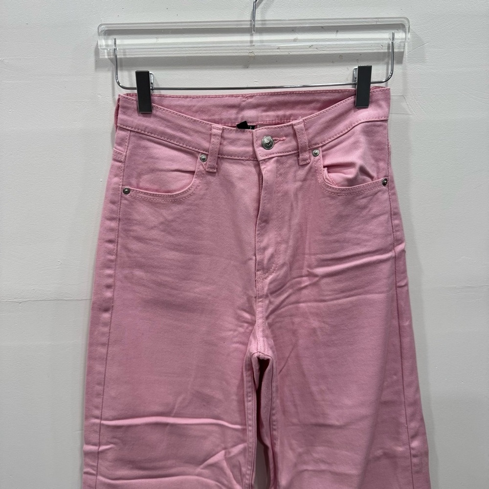 H&M High Rise Wide Leg Pink Jeans Size 4 Cotton Blend - Picture 2 of 6